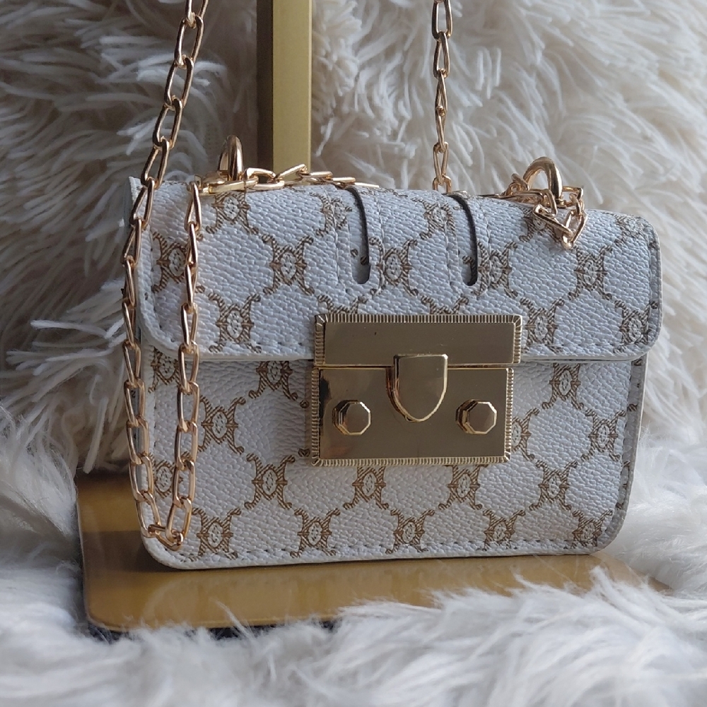 White and Gold Unbranded Micro Crossbody